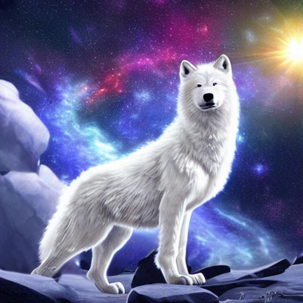 Artic wolf in space