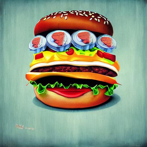 Big mouth eating burger