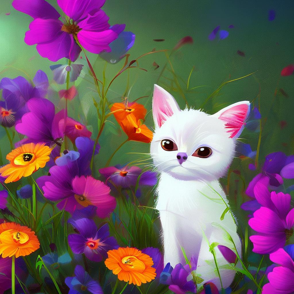 #animal #nature #flower #cat #kitten #meow #aigenerated  #cutie #art #digitalart #digitalpainting #drawing #cores #colorful #fofo #picsartedit #picsarteffects #picsartbrasil #brasil #oriajref #flores #replay #picsartreplay #nice #wallpaper 