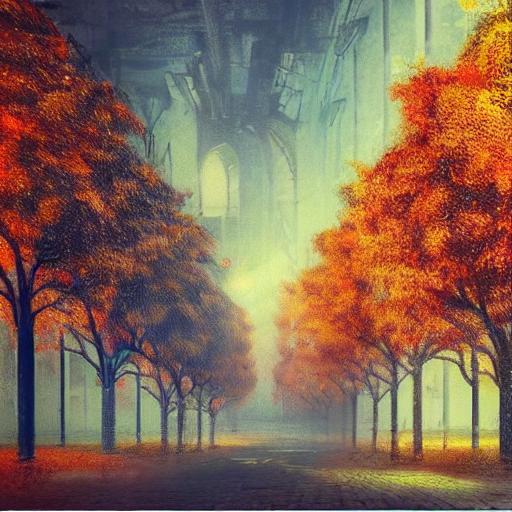 City in fall, autumn