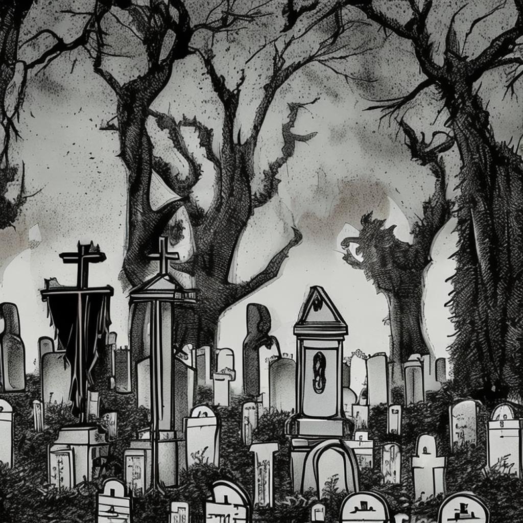 Cemetery with vampires by