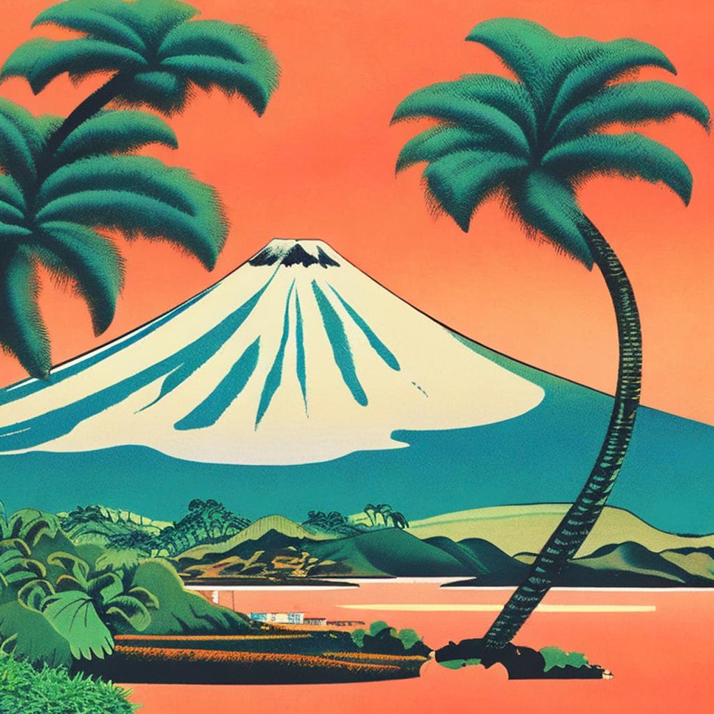 Hawaiian landscape 1960s poster
