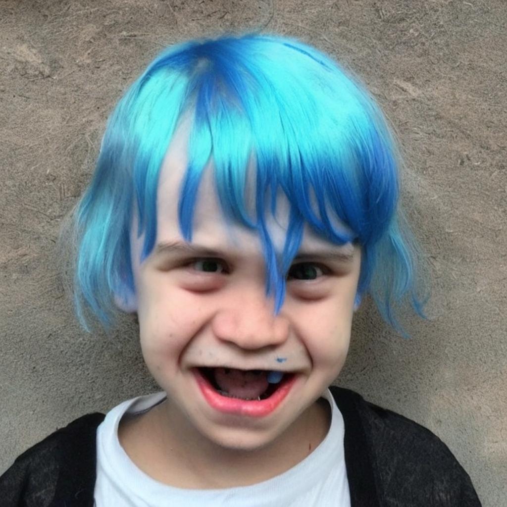 ugly kid with blue
