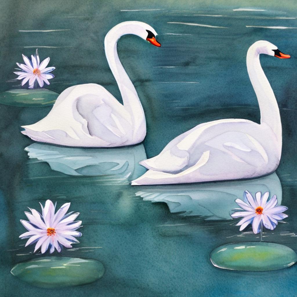 2 white swans pond