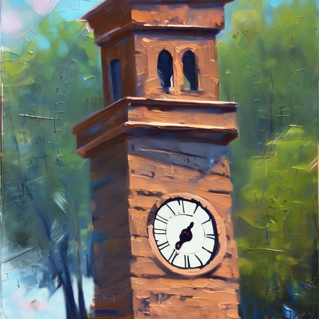 A rustic clock tower